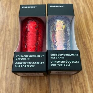 2 - 2023 Starbucks Cold Cup Ornament keychain set (new and unopened)